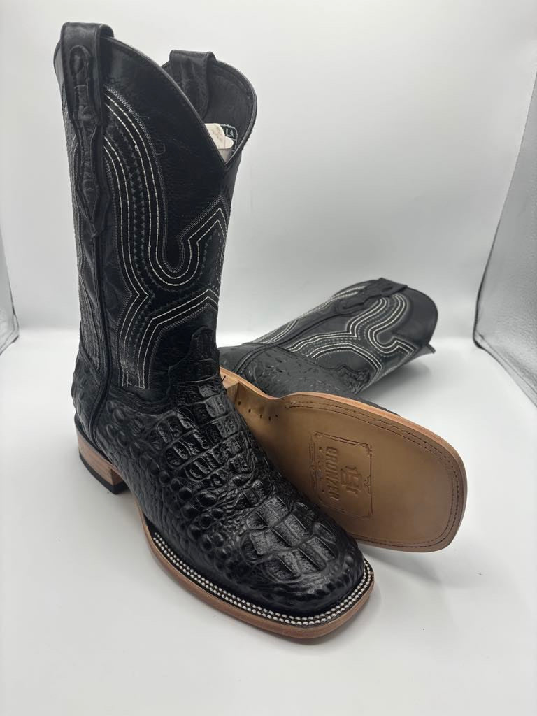 Croc - Black - Square Toe - Double Stitched
