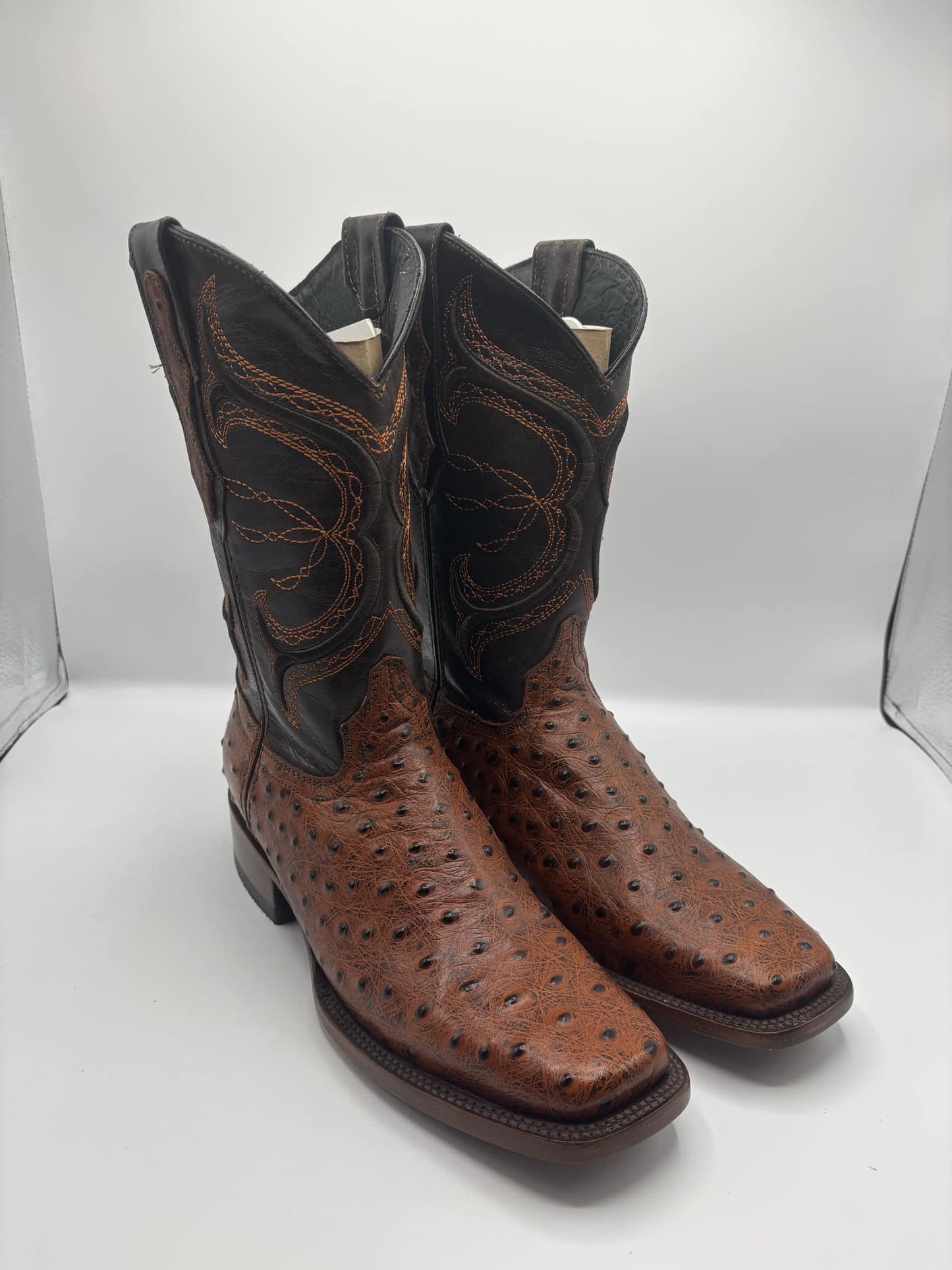 Avestruz - Brown - Square Toe - Double Stitched